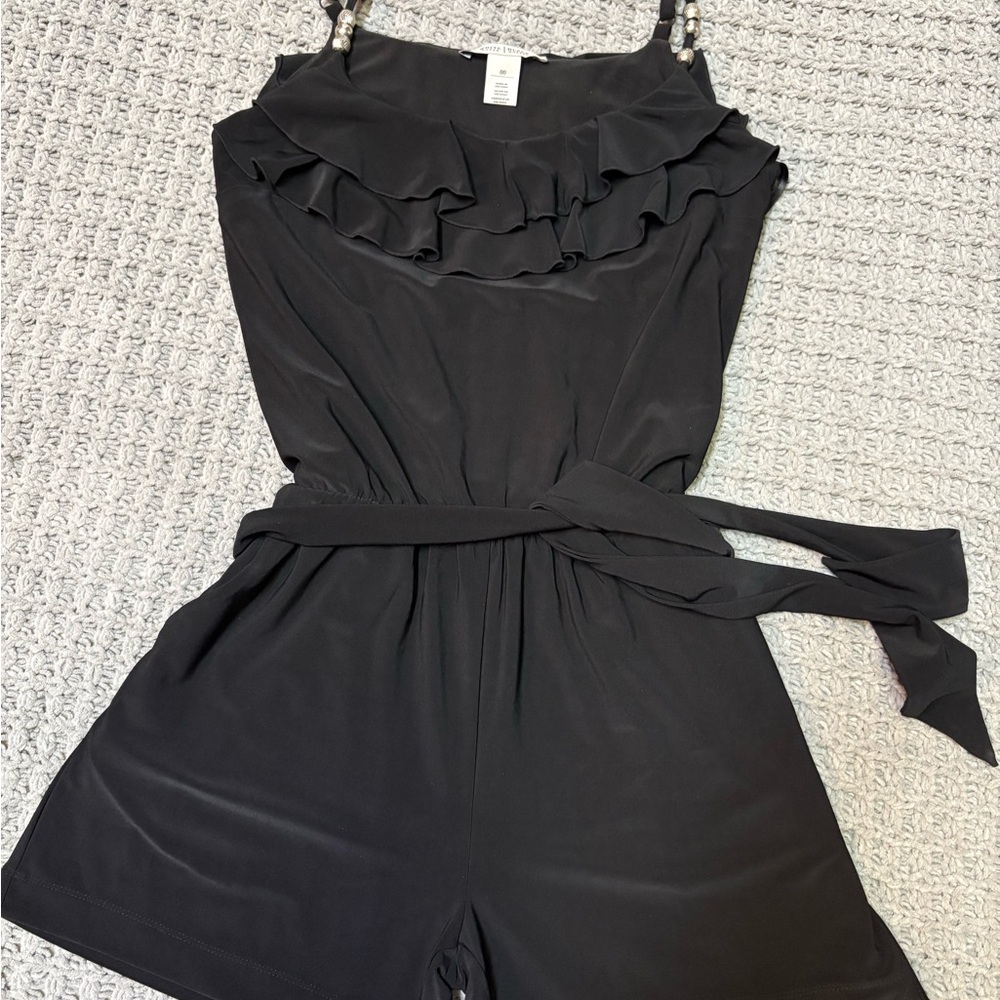 White House Black Market Black Ruffle Jumpsuit